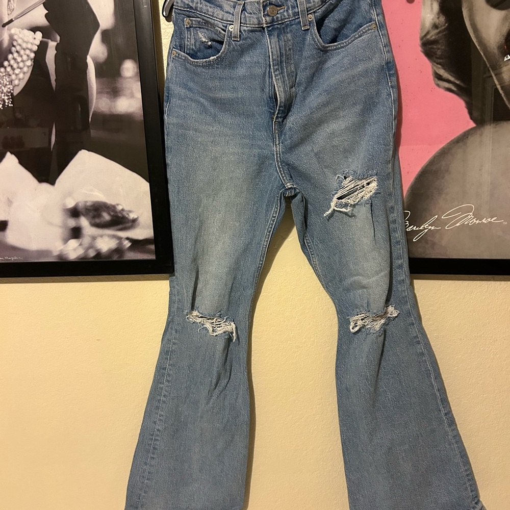 Levi's Light Blue Distressed Flare Jeans